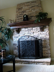 Eldorado Stone face fireplace - Click here for larger view