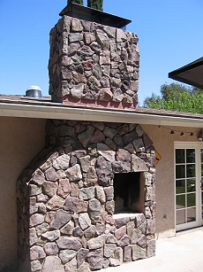 Eldorado Stone - top rock veneer chimney - Click here for larger view