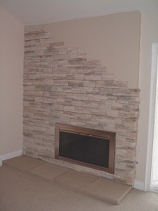 Eldorado Stone veneer fireplace - Click here for larger view