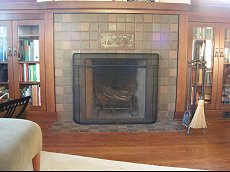 Batchelder Tile fireplace - Click here for larger view