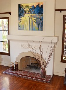 Plaster fireplace with tiled hearth - Click here for larger view