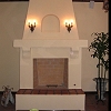 Spanish Style Plaster Rumford Fireplace with spanish tile raised hearth
