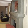 Custom Fireplace with spanish tile hearth under construction before plaster finish