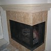 Travertine Tile Face Fireplace - custom wood mantel