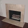 Travertine Tile Face Fireplace and hearth - decorative gas fireplace logs